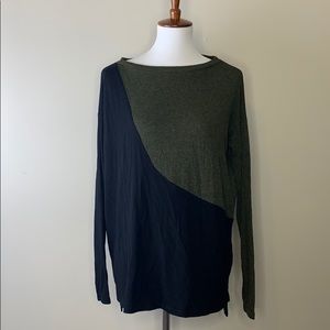 ATINA CRISTINA Boat Neck Green Black Tone Top XS